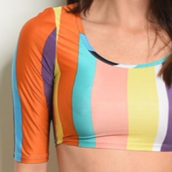 Rainbow stripe crop top, NEW! - Picture 3 of 8